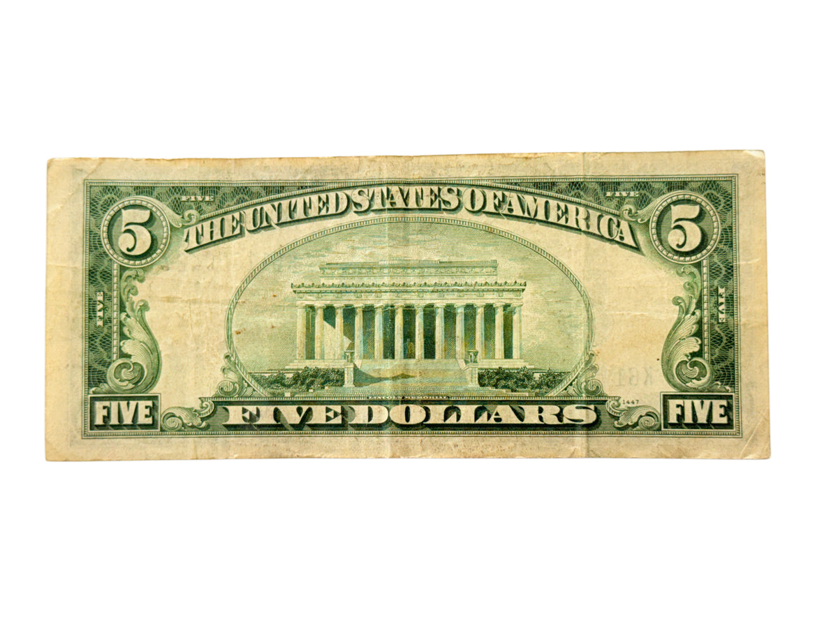 FR.2307 1934-A $5 Silver Certificate WWII Emergency Issue Note “North Africa” (VF Details)