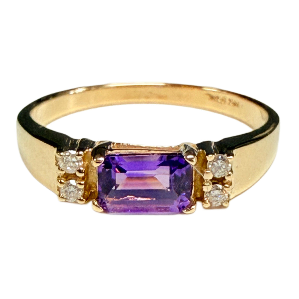 14k Gold Amethyst & Diamond Ring