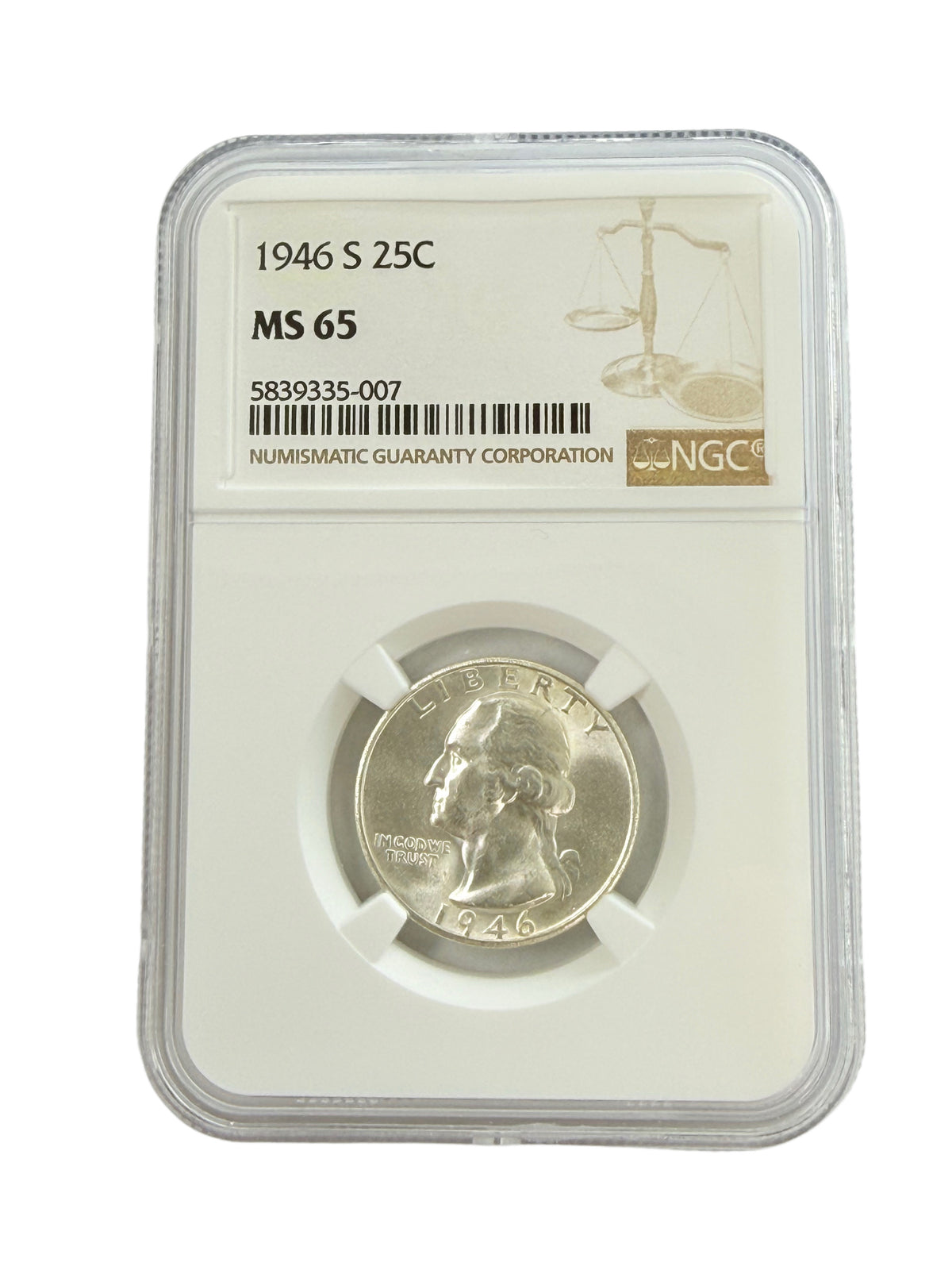 1946-S Washington Quarter NGC MS65