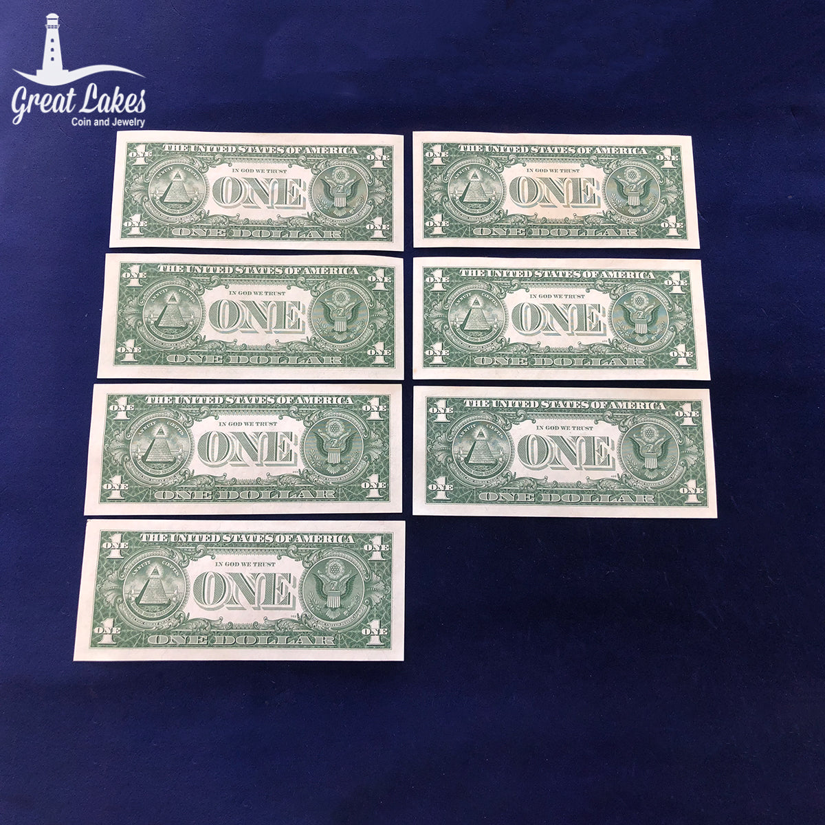 Lot of 7 $1 Silver Certificates (CU) (Random Year)