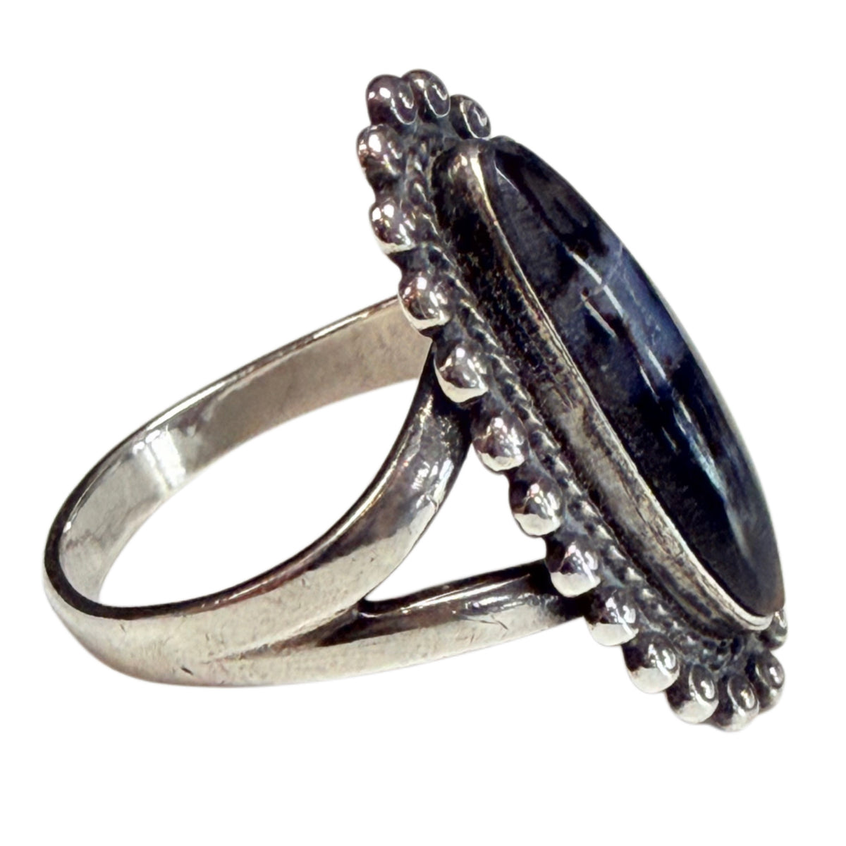 Silver & Snowflake Obsidian Ring