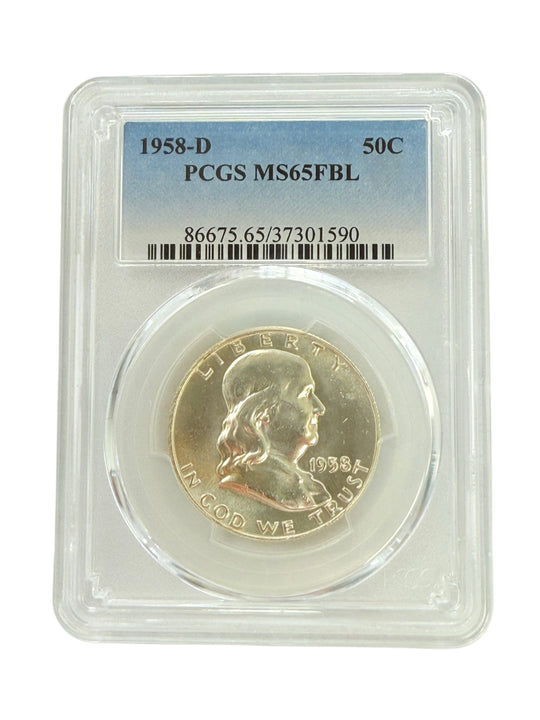 1958-D Franklin Half Dollar PCGS MS65 FBL
