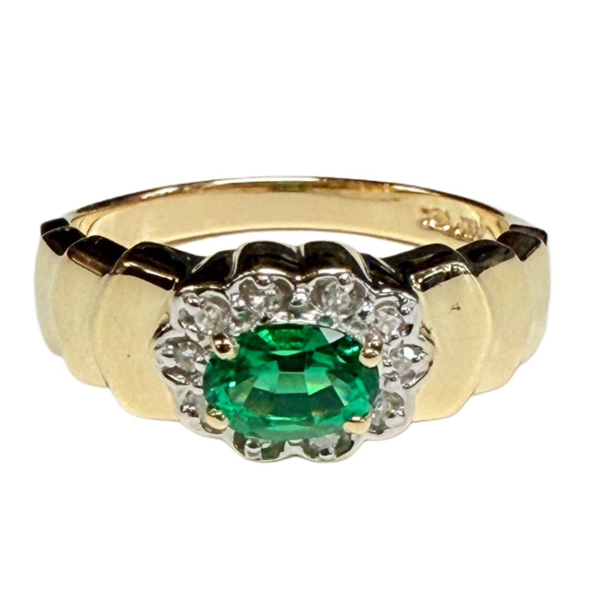 14k Emerald & Diamond Ring