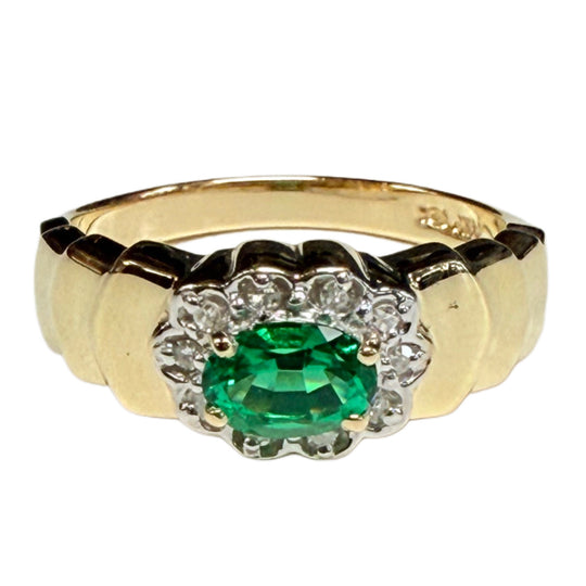 14k Emerald & Diamond Ring