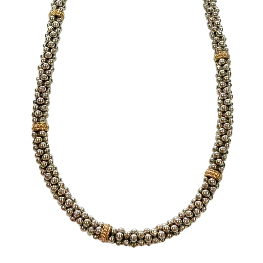 Lagos Silver & 18k Caviar Beaded Necklace
