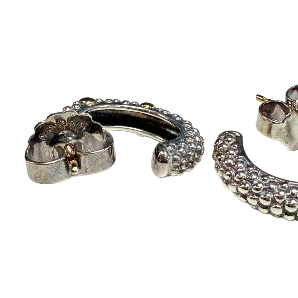 Lagos Silver & 18k Caviar Huggie Earrings