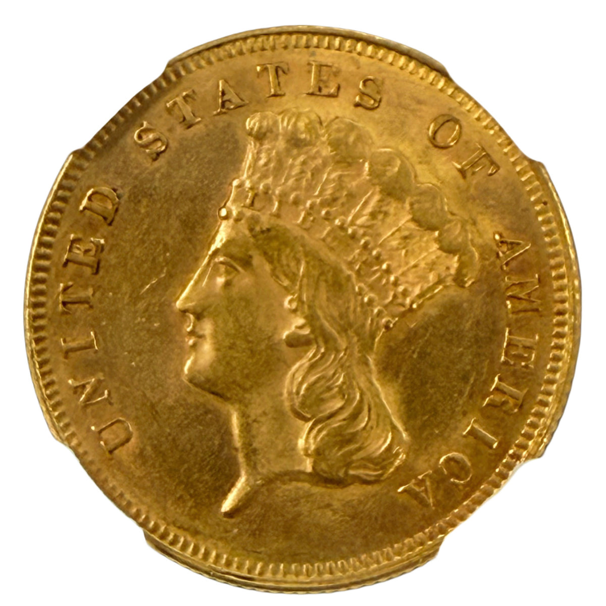 1874 $3 Indian Princess Gold NGC MS62