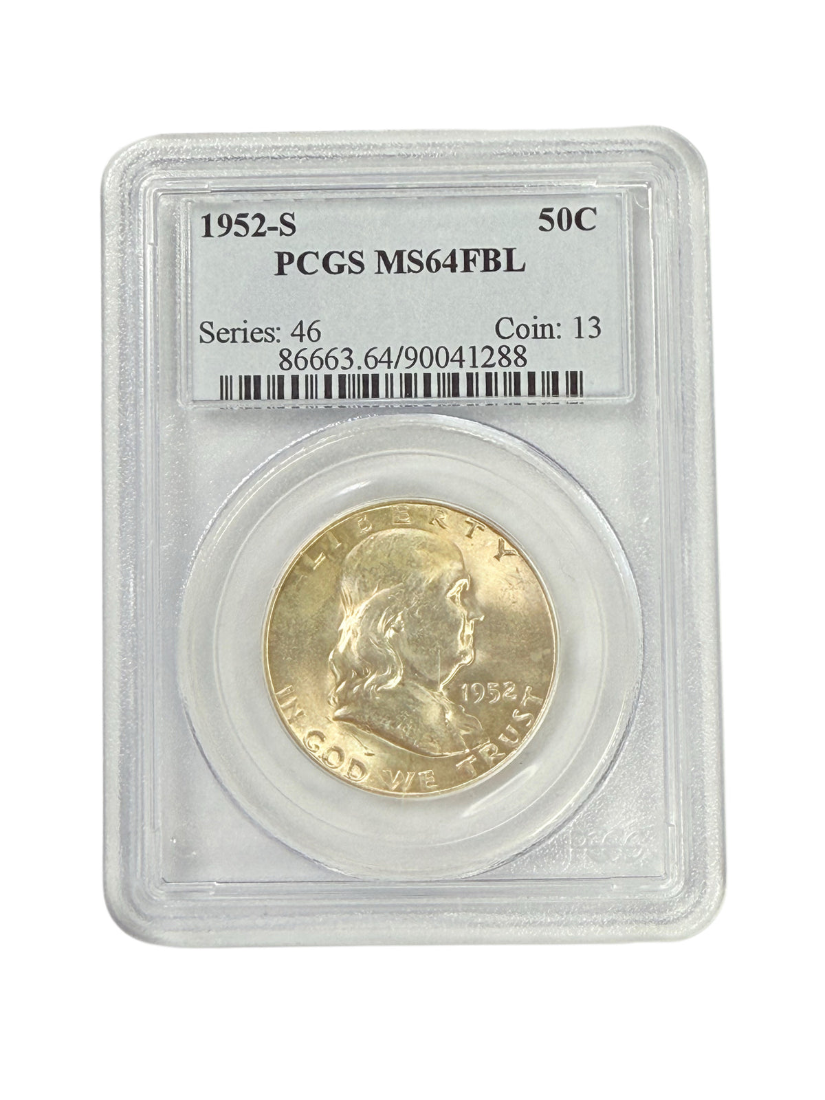 1952-S Franklin Half Dollar PCGS MS64 FBL