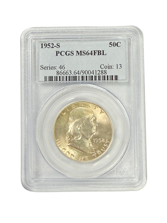 1952-S Franklin Half Dollar PCGS MS64 FBL