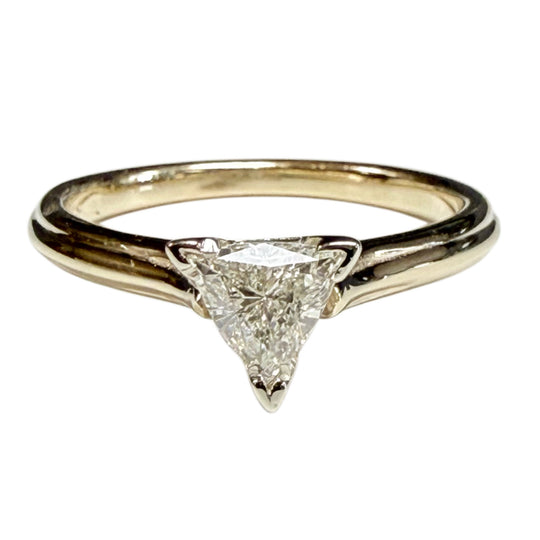 14k Yellow Gold Trillion Diamond Ring