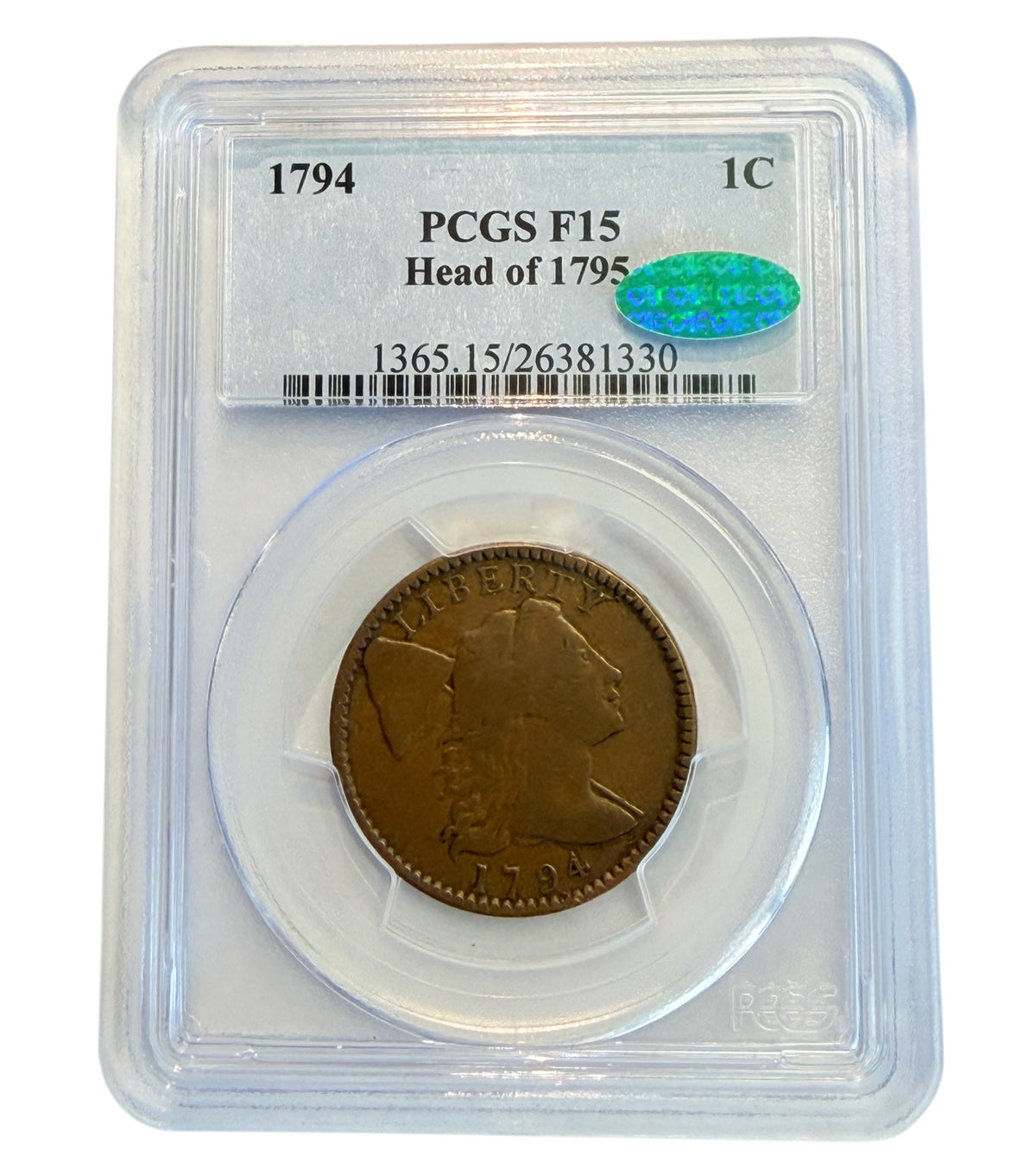 1794 Head of 1795 Liberty Cap Large Cent PCGS F15 CAC