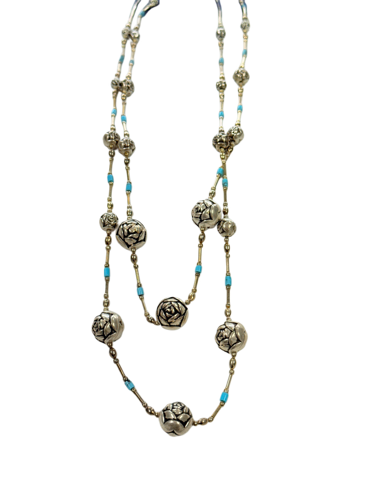 Silver & Turquoise Lotus Necklace