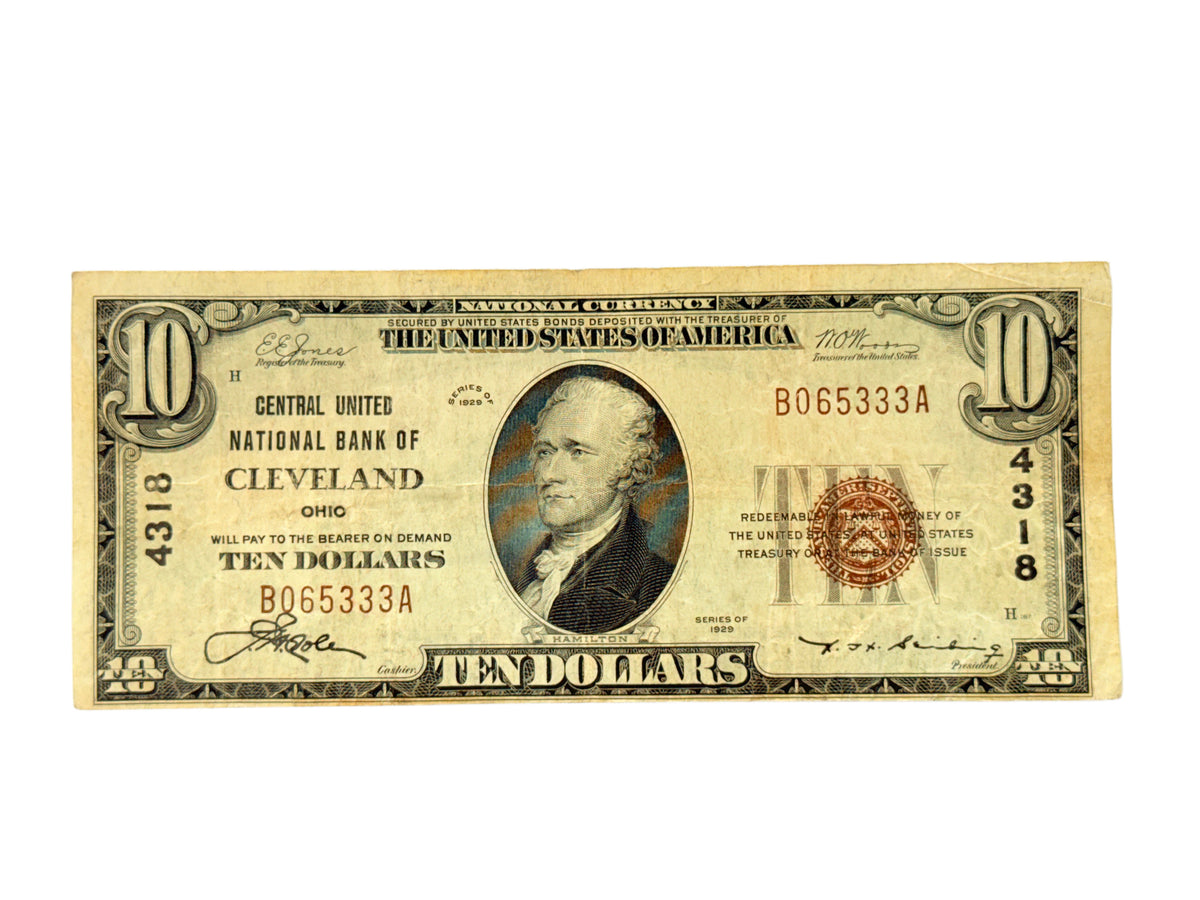FR. 1801-1 1929 $10 Central United National Bank of Cleveland Charter #4318 (VF)