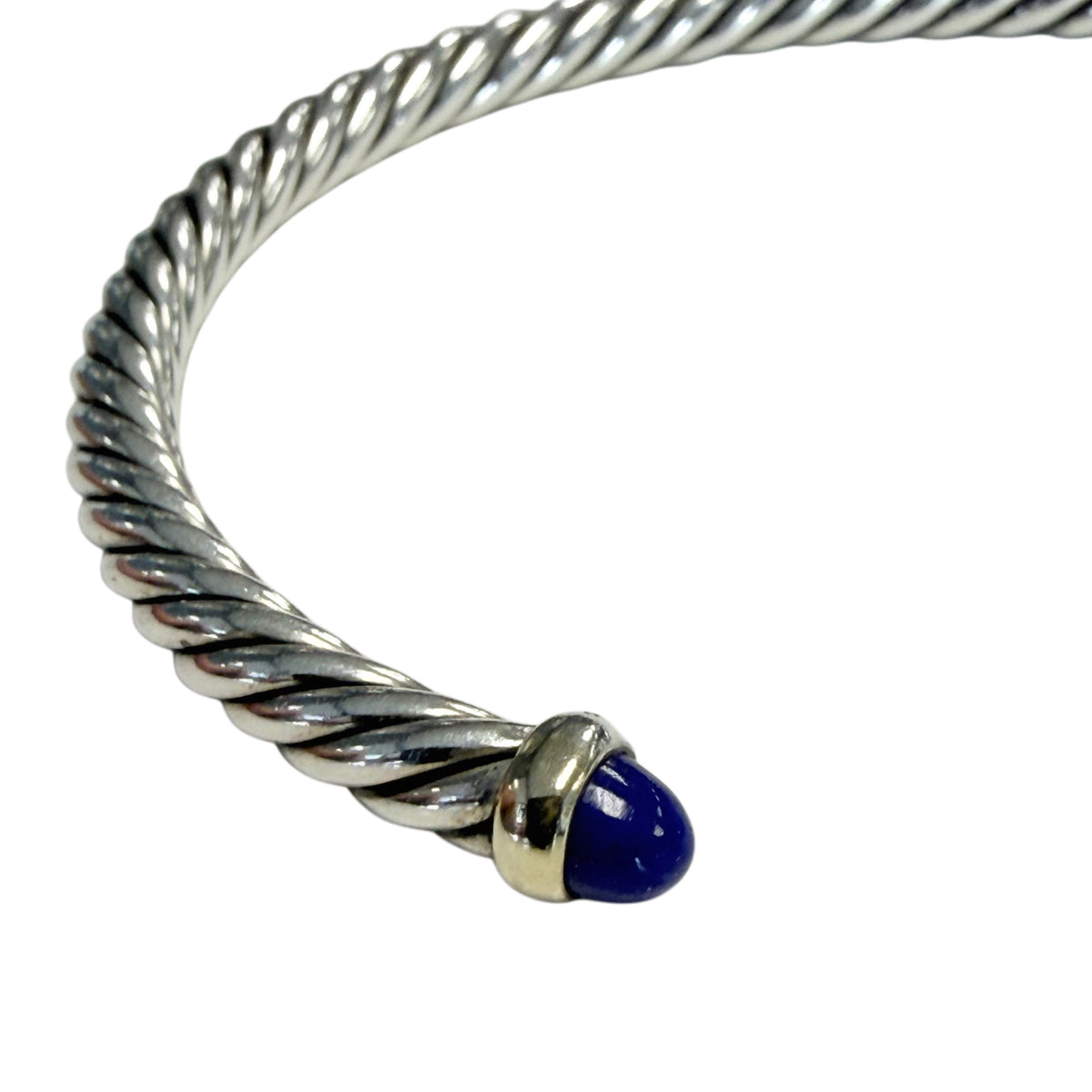 David Yurman Silver & 18k Gold Classic Cable Bracelet with Lapis Lazuli