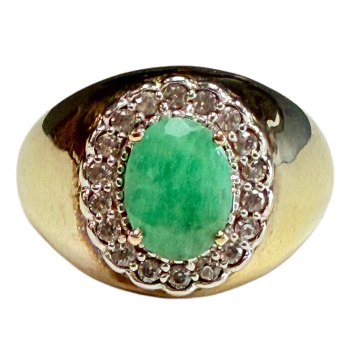 Gold Plated Emerald & White Topaz Ring
