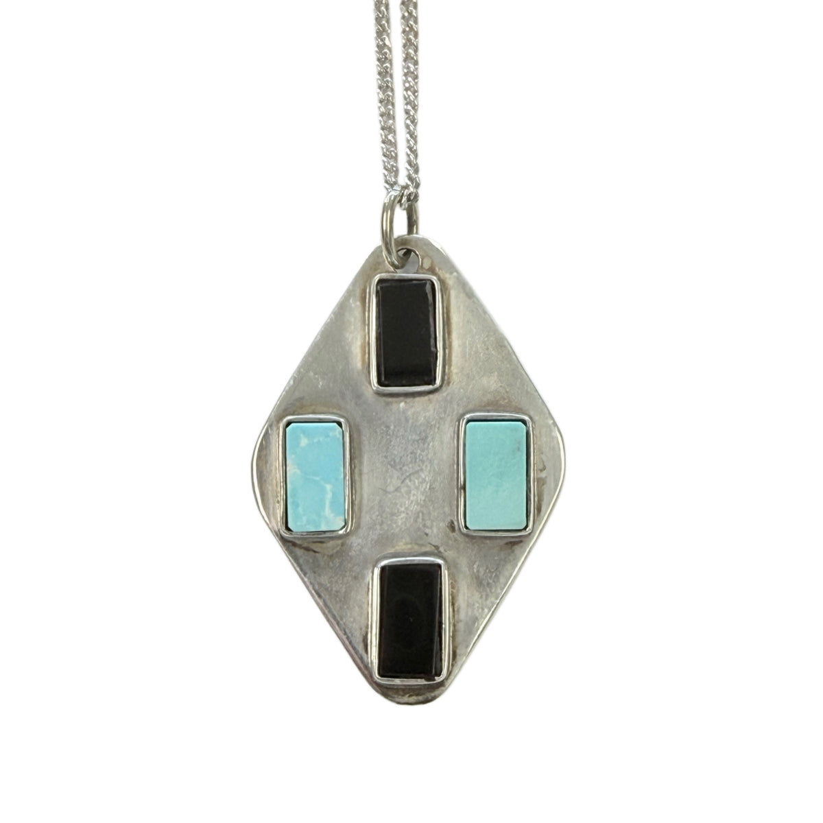 Silver Turquoise & Onyx Necklace