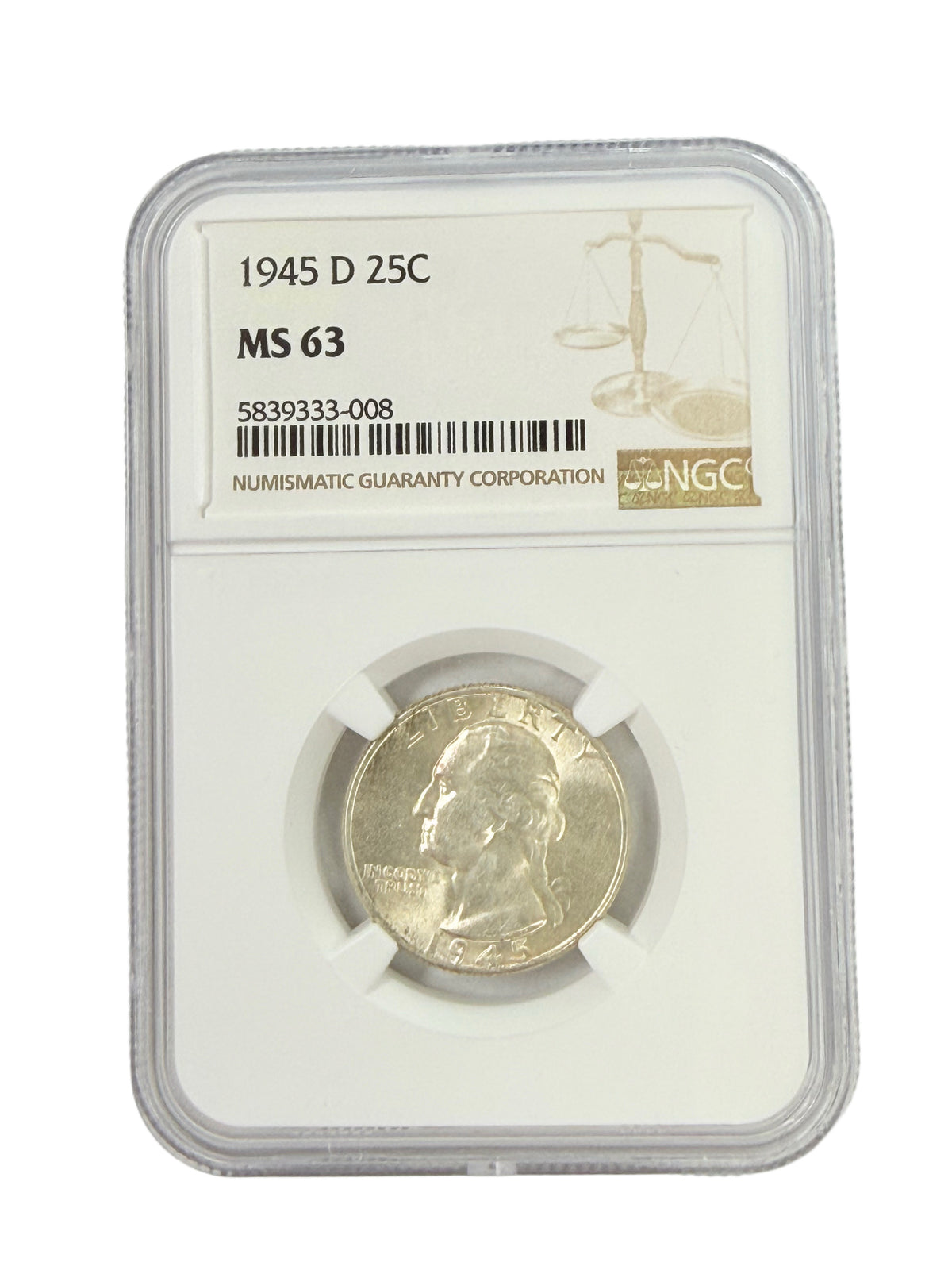 1945-D Washington Quarter NGC MS63