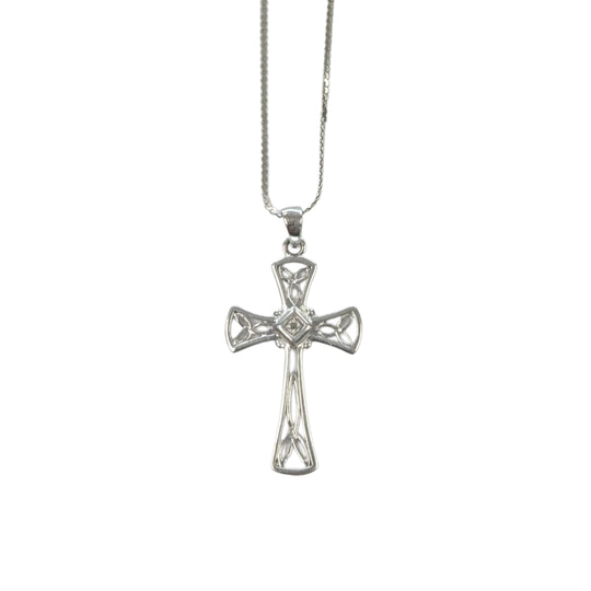 Ornate Silver Cross Necklace