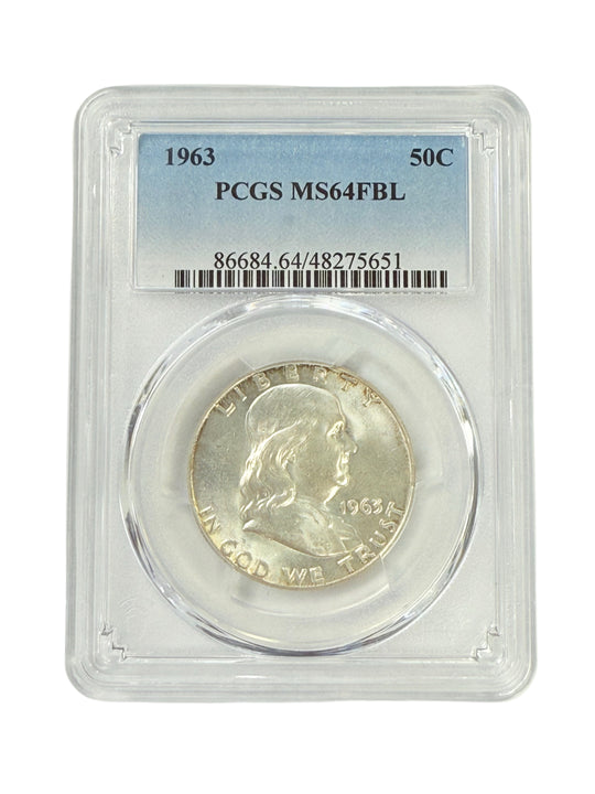 1963 Franklin Half Dollar PCGS MS64 FBL