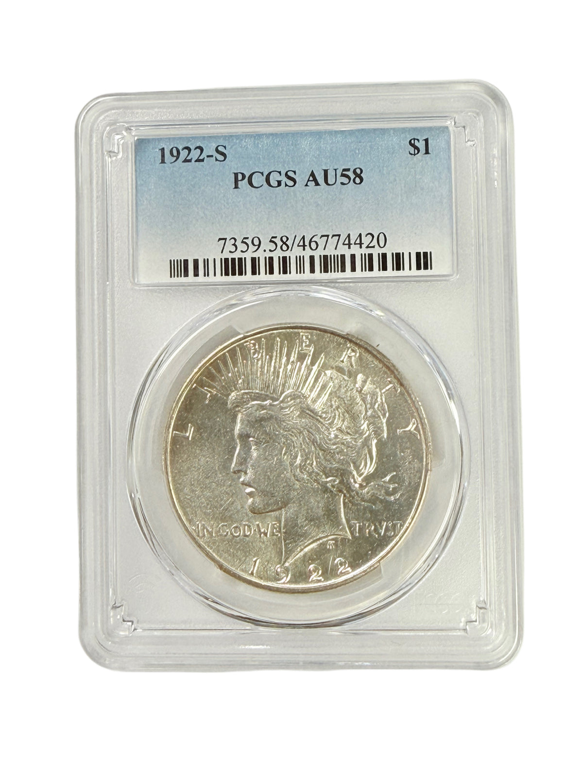 1922-S Peace Silver Dollar PCGS AU58