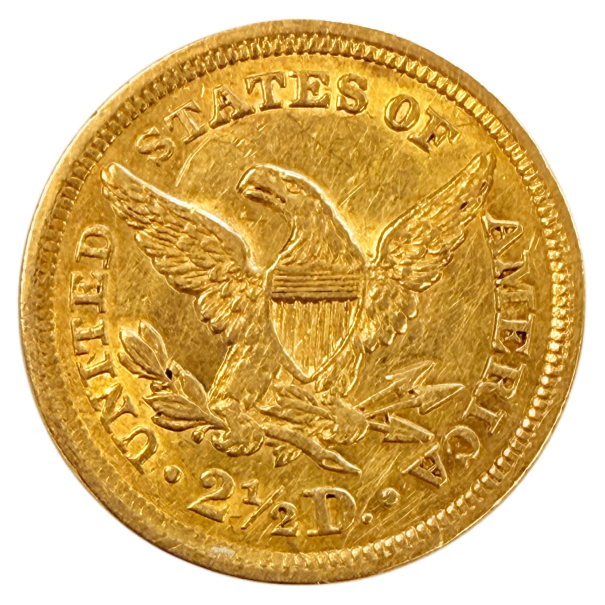 1855 $2.50 Liberty Gold Quarter Eagle (AU Details)