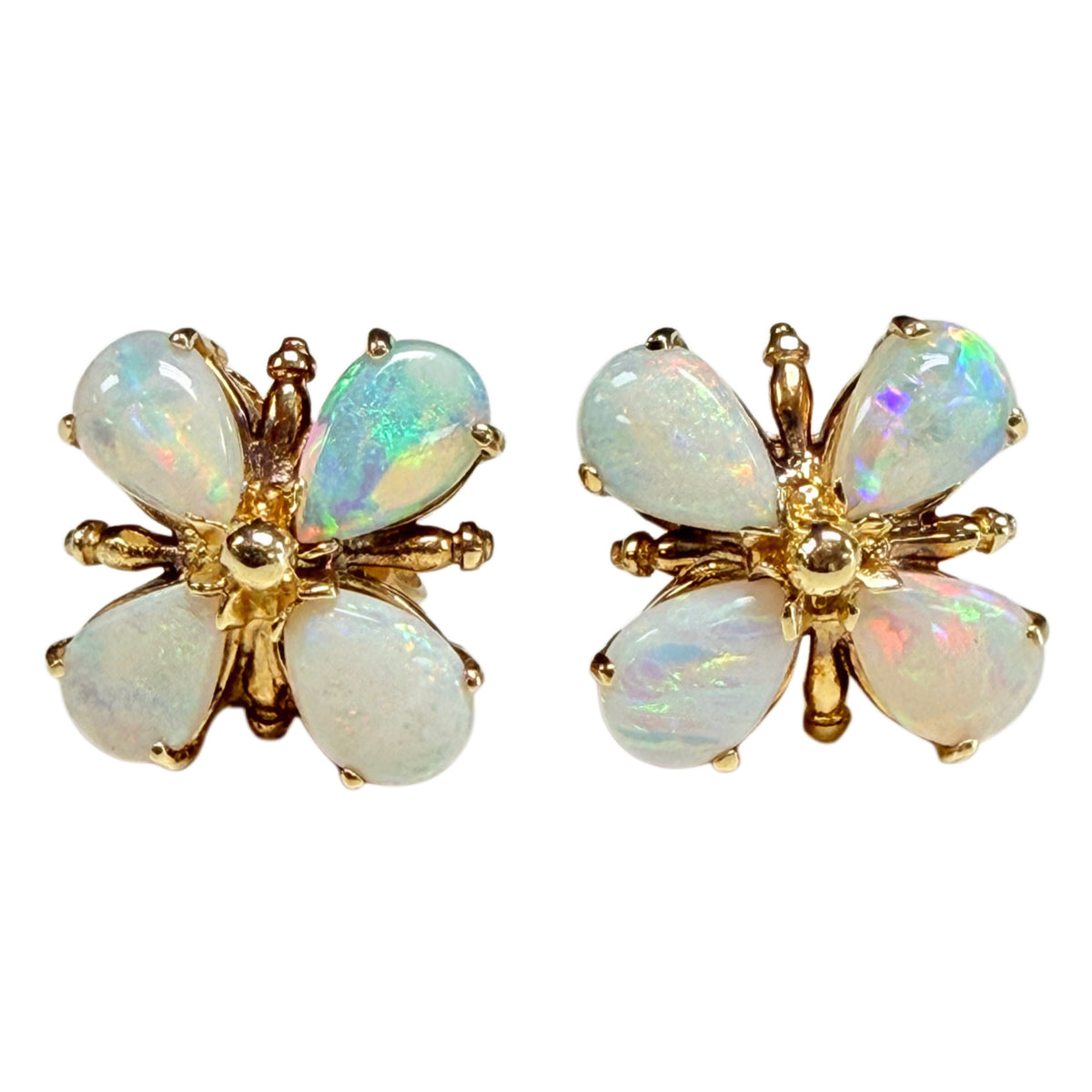 14k Yellow Gold Opal Earrings