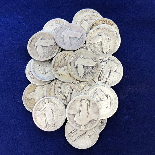 $8 FV 90% Silver Standing Liberty Quarter Slicks