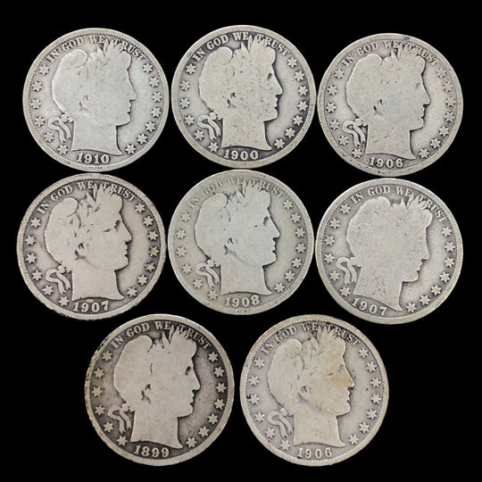 Lot of 8 Barber Half Dollars (Good / Better)