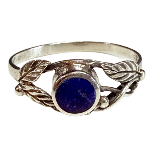 Silver & Lapis Lazuli Flower Ring
