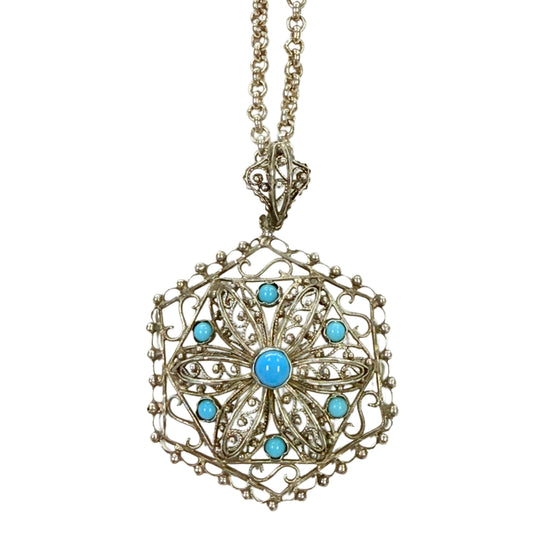 Silver & Turquoise Ornate Necklace