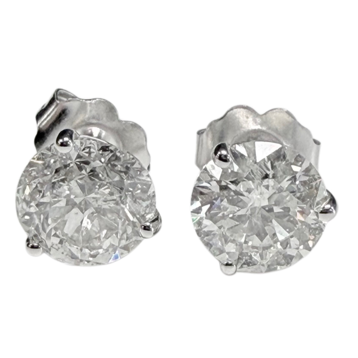 14k White Gold 2.1 Carat Diamond Stud Earrings
