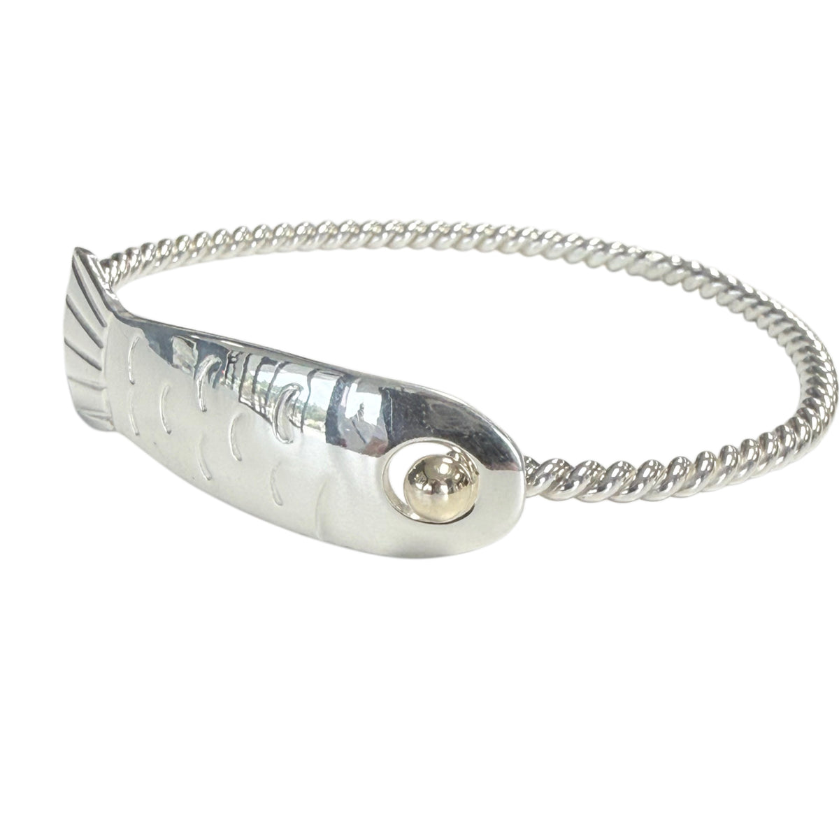 Cape Cod Silver & 14k Gold Fish Hook Bracelet