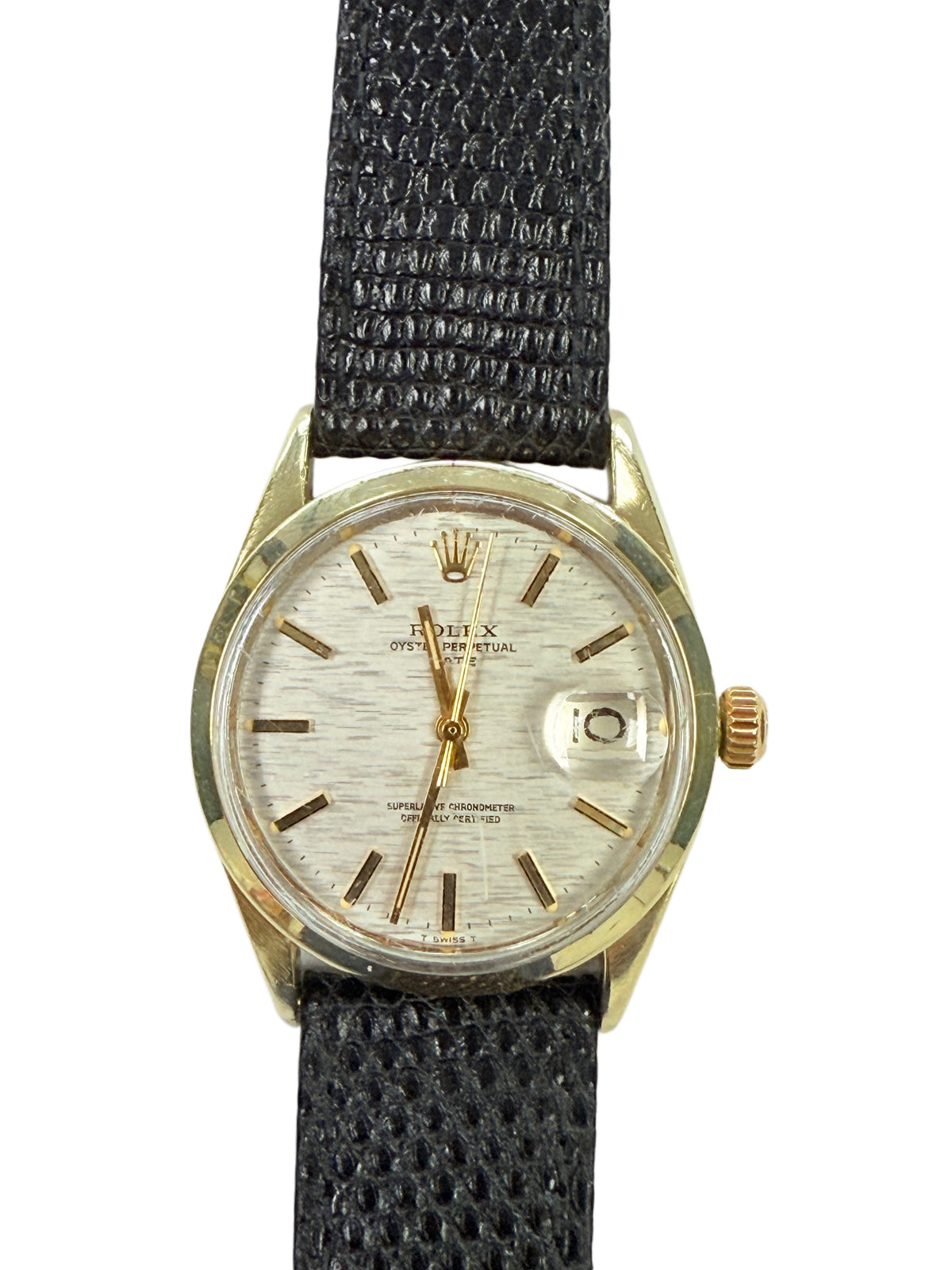Rolex Oyster Perpetual Date 1550 14k Gold Shell Automatic Watch