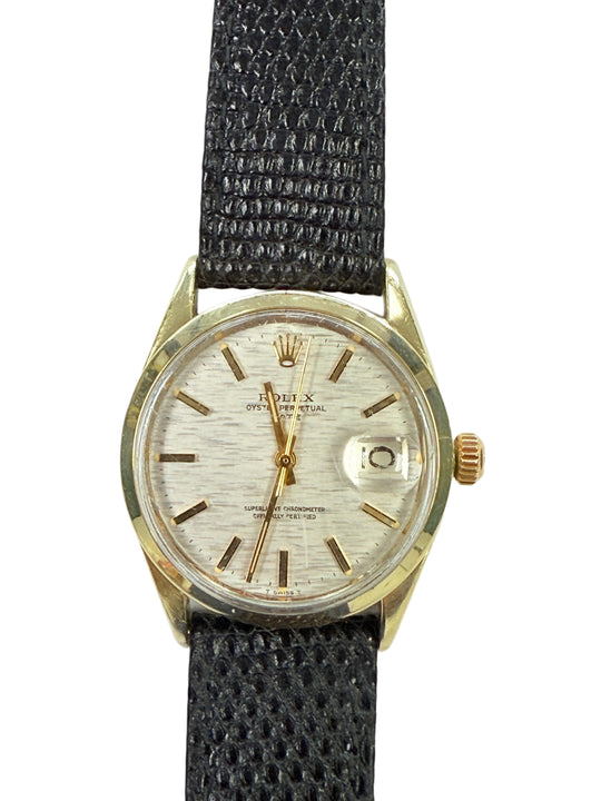 Rolex Oyster Perpetual Date 1550 14k Gold Shell Automatic Watch