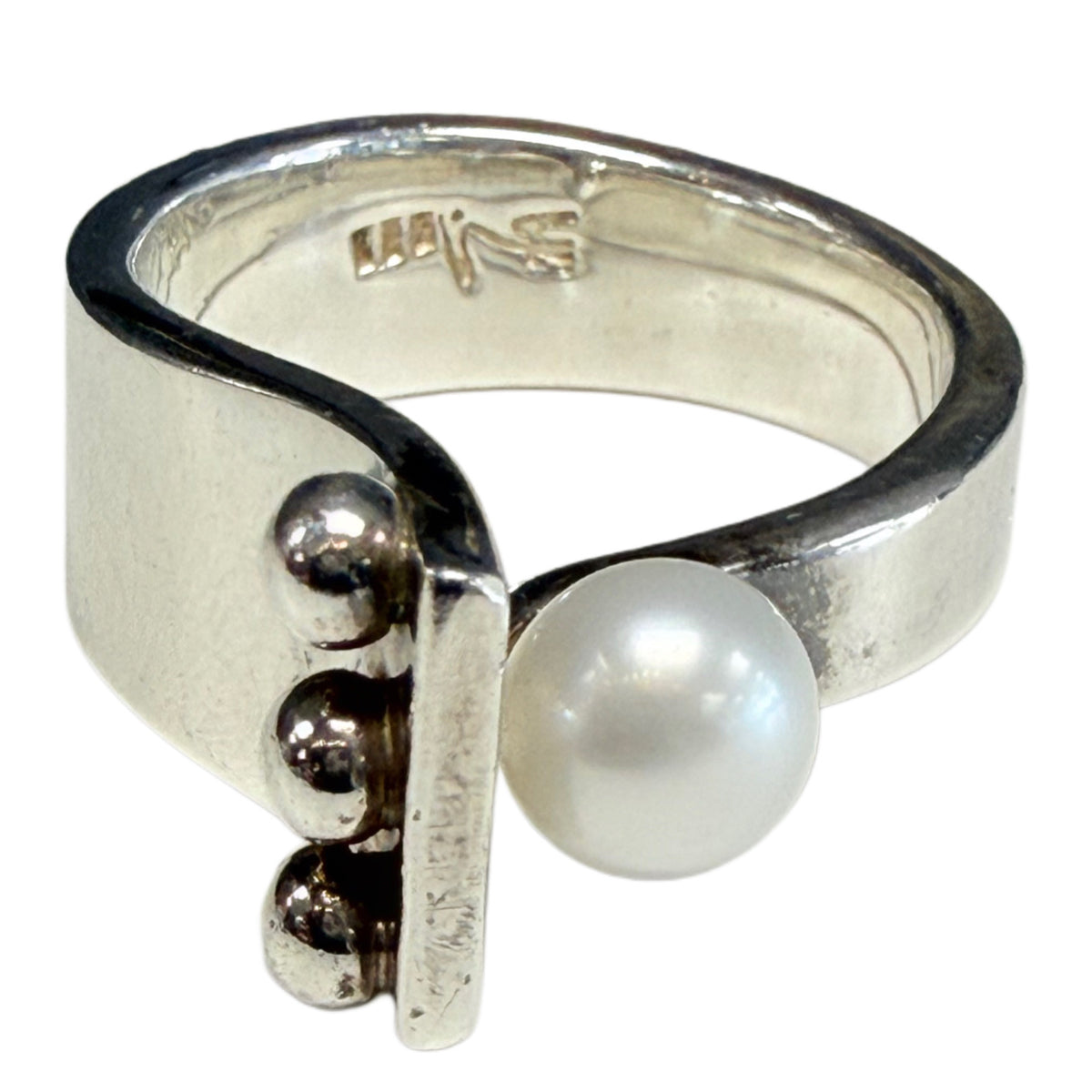 Silver & Faux Pearl Ring