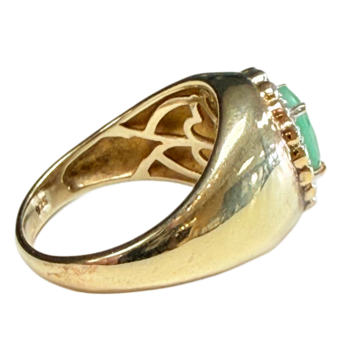 Gold Plated Emerald & White Topaz Ring