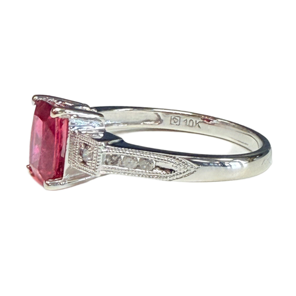 10k Pink Tourmaline & Diamond Ring