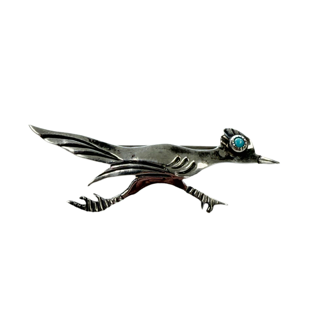 Silver & Turquoise Roadrunner Pin