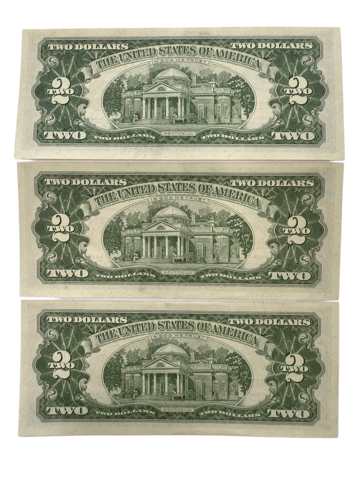 Lot of 3 Consecutive 1963 $2 Legal Tender (AU)
