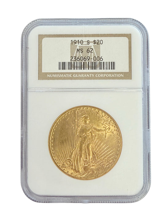 1910-S $20 Saint Gaudens Liberty Gold Double Eagle NGC MS62