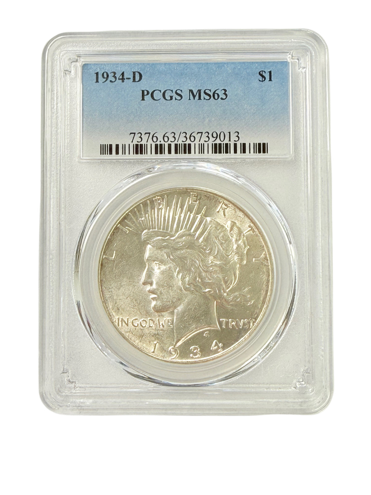 1934-D Peace Silver Dollar PCGS MS63