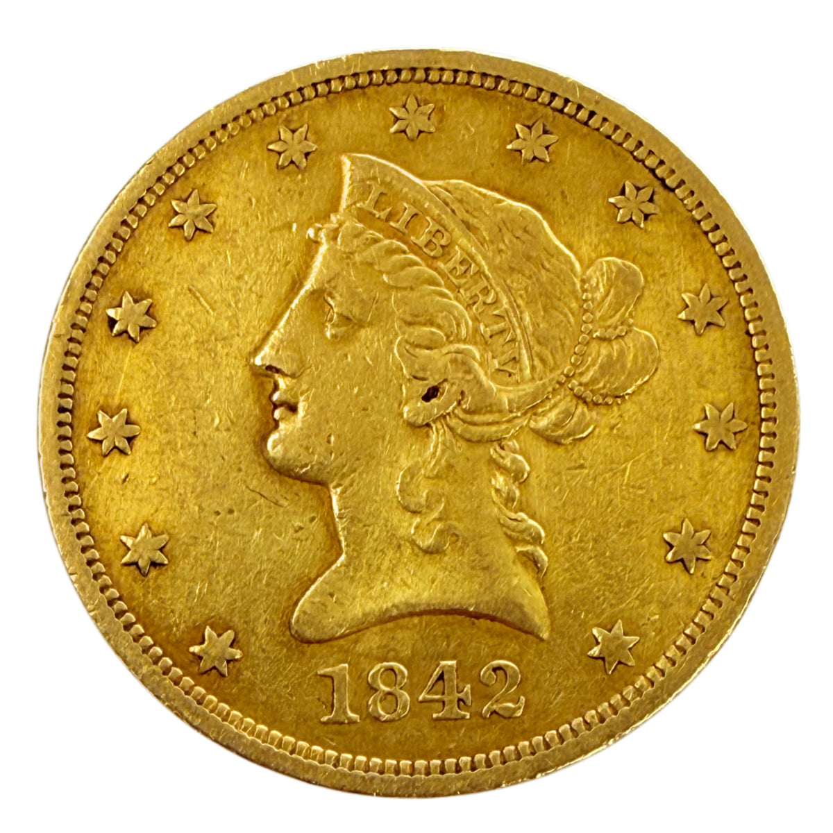 1842 $10 Liberty Gold Eagle (XF Details)