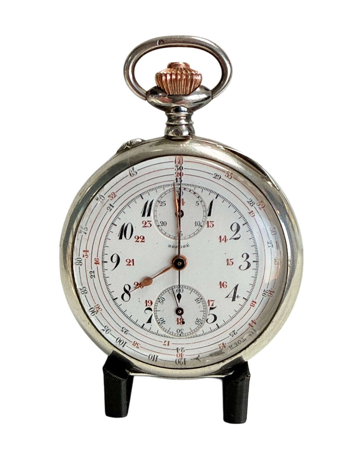 Vintage Depose Argent Fin Chronometre Open Faced Pocket Watch