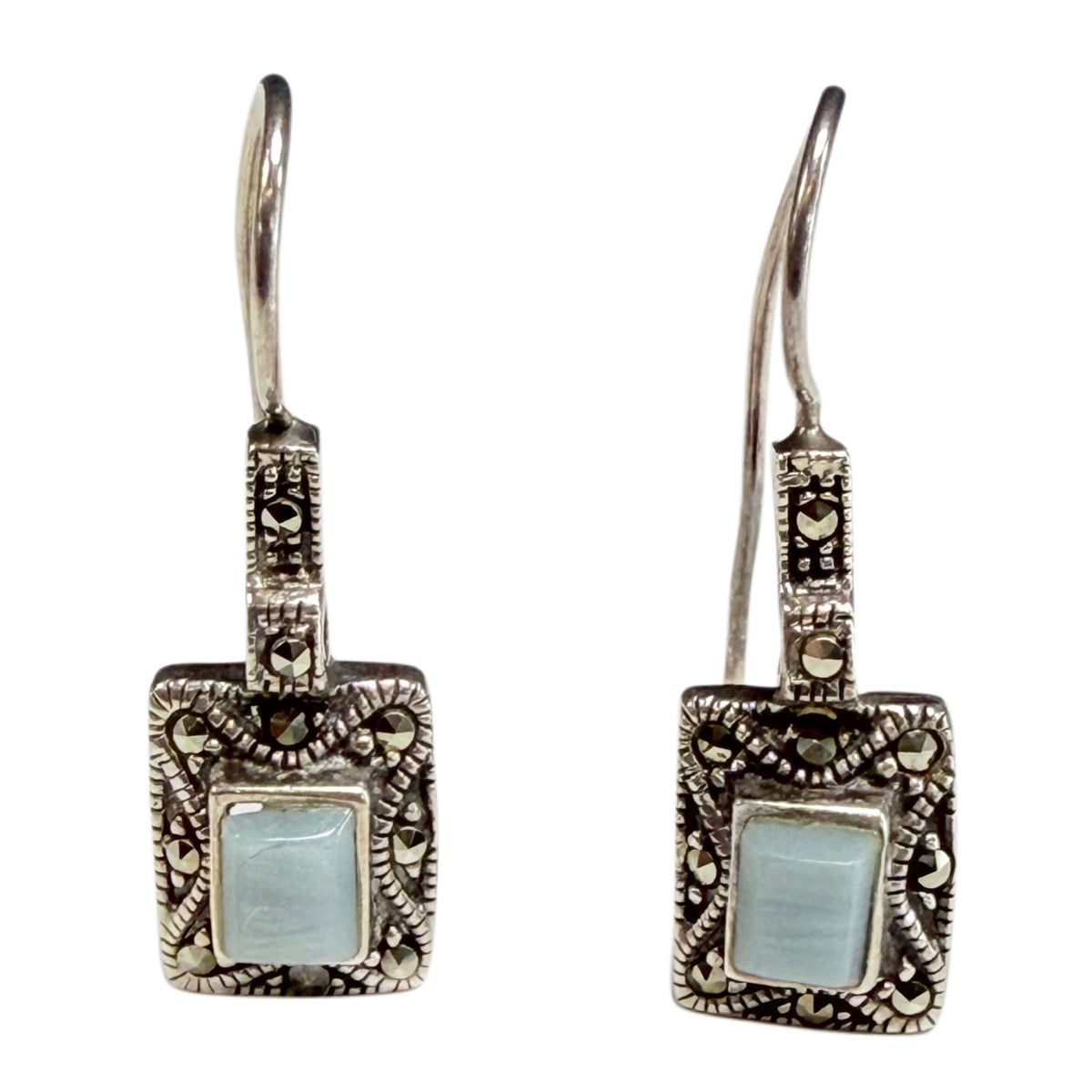 Silver Kyanite & Marcasite Earrings