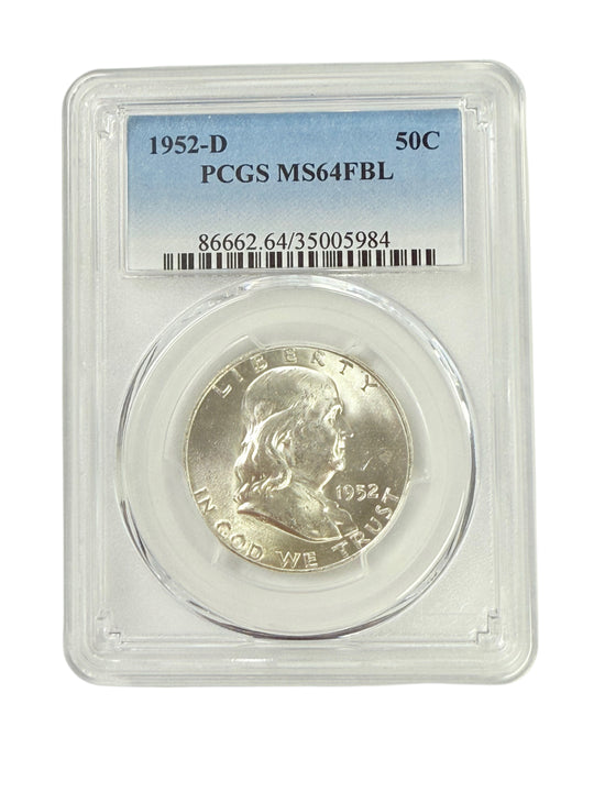1952-D Franklin Half Dollar PCGS MS64 FBL
