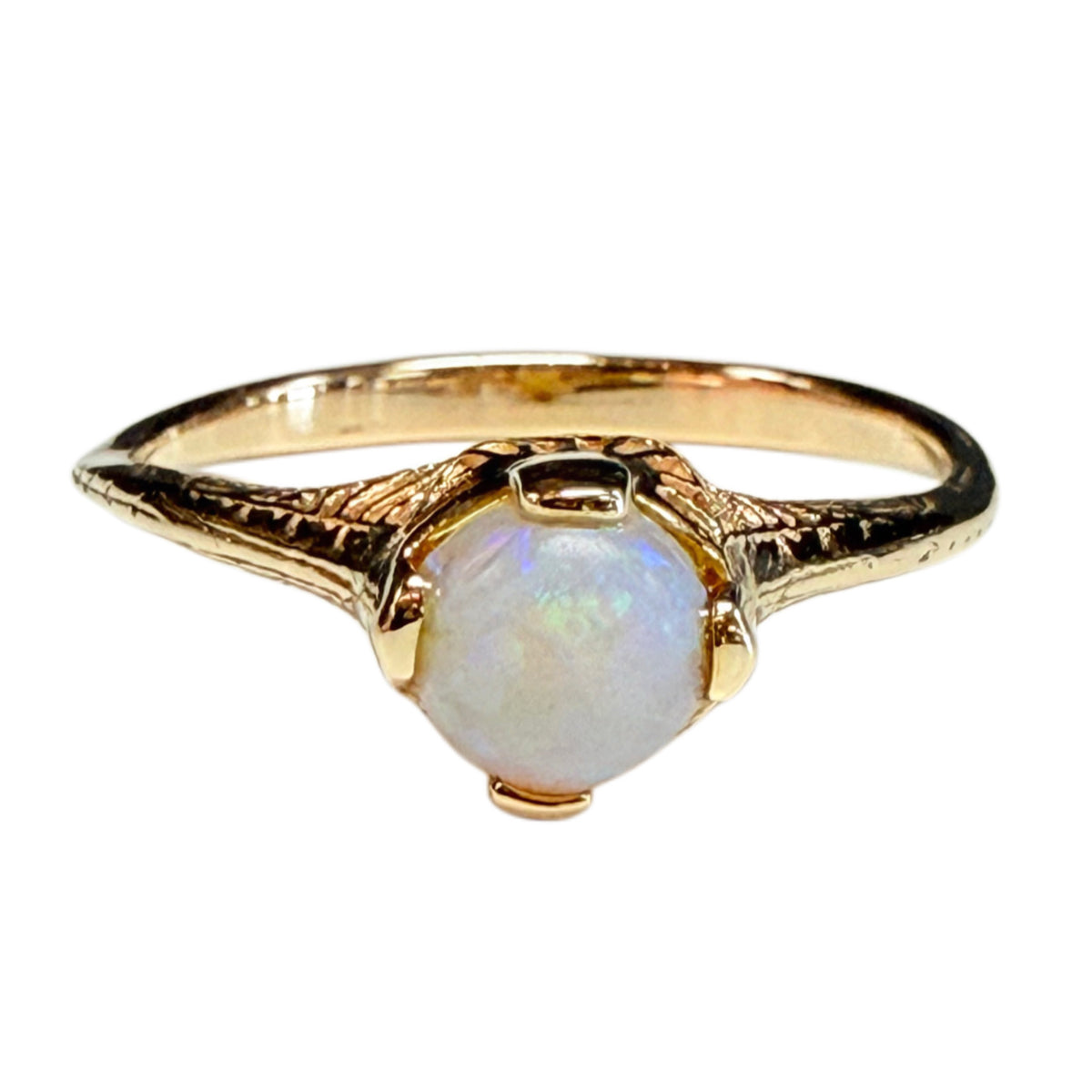 10k Yellow Gold Art Deco Opal Ring