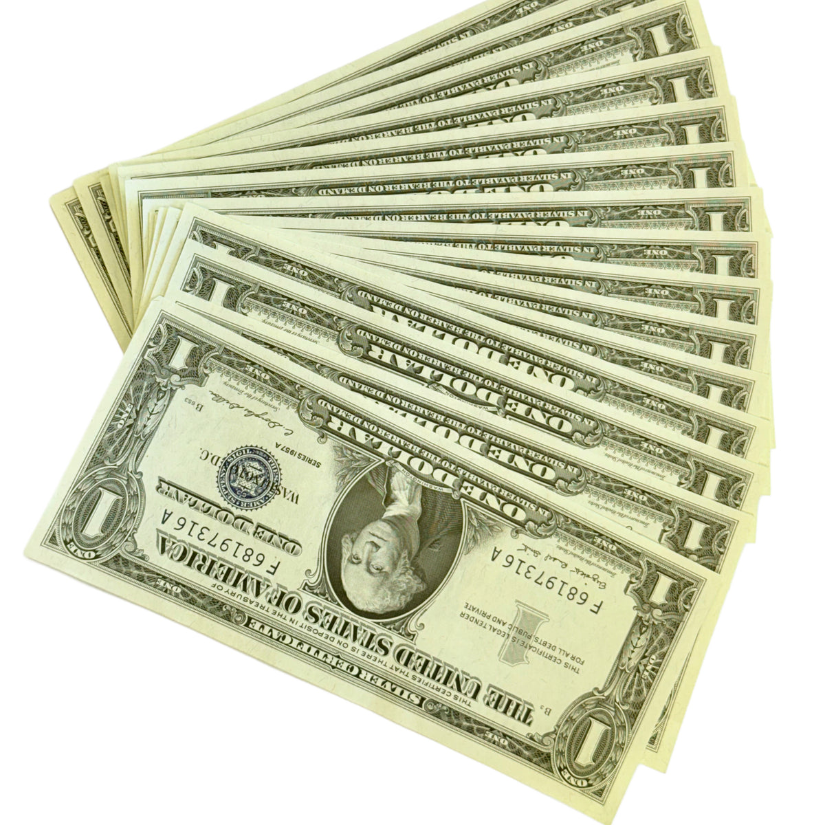 Lot of 15 Consecutive 1957-A $1 Silver Certificates (CU)