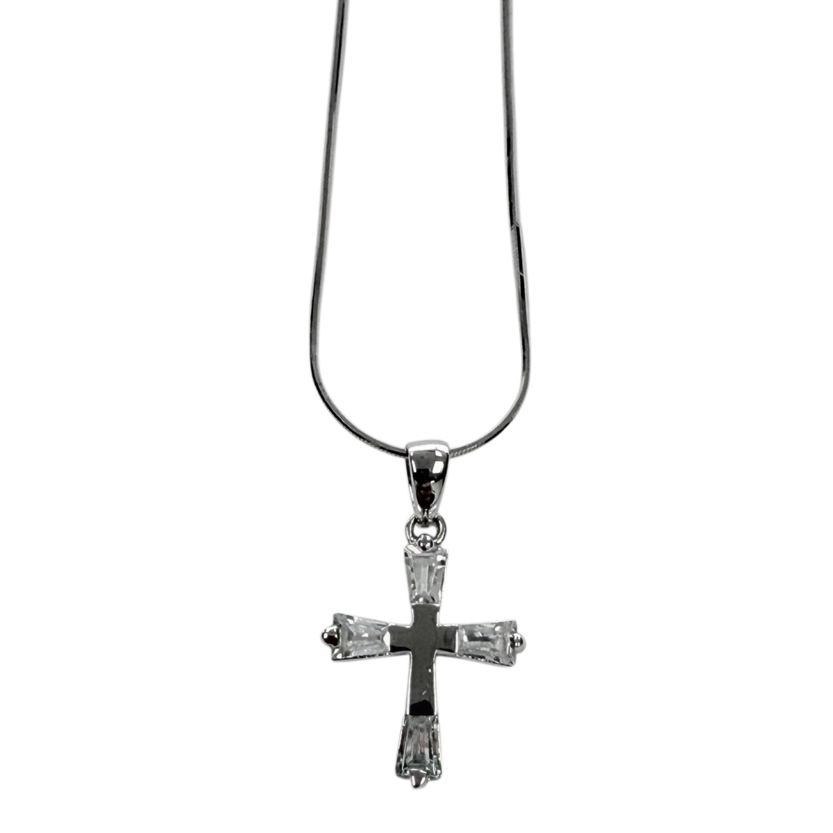 Silver & Cubic Zirconia Cross Necklace