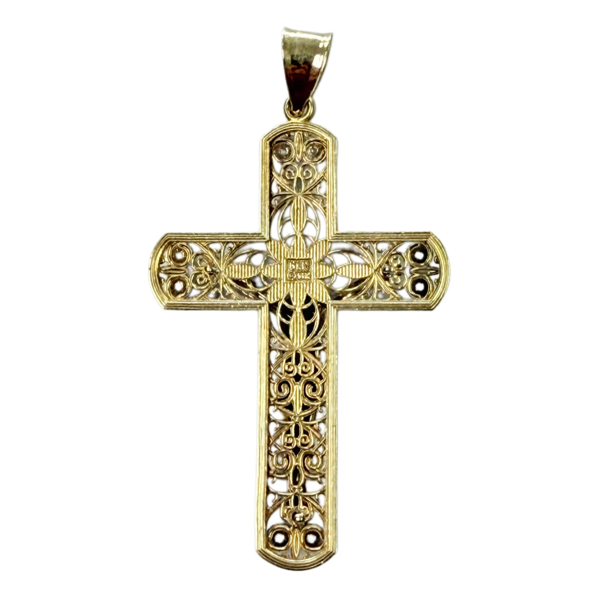 14k Duotone & Diamond Crucifix Pendant