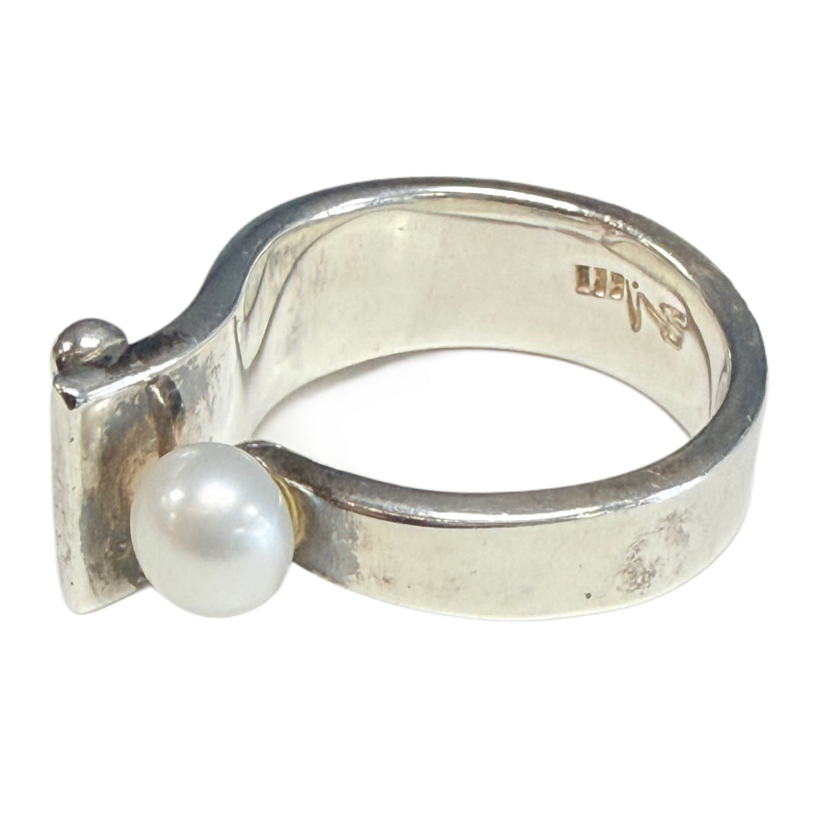 Silver & Faux Pearl Ring